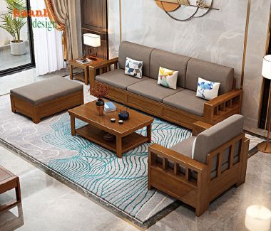 Tinh tế bàn ghế sofa gỗ phòng khách phù hợp từng phong cách-SFH 009