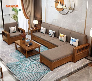 Tinh tế bàn ghế sofa gỗ phòng khách phù hợp từng phong cách-SFH 009