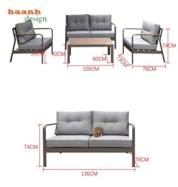 Sofa sắt ngoài trời sân vườn SST002