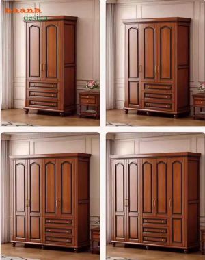 Mẫu tủ áo tân cổ điển gỗ sồi cao cấp chuẩn châu Âu-TAT 010