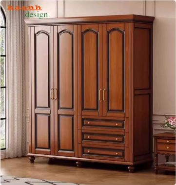 Mẫu tủ áo tân cổ điển gỗ sồi cao cấp chuẩn châu Âu-TAT 010