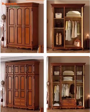 Mẫu tủ áo tân cổ điển gỗ sồi cao cấp chuẩn châu Âu-TAT 010