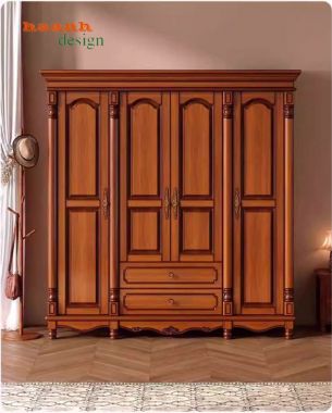 Mẫu tủ áo tân cổ điển gỗ sồi cao cấp chuẩn châu Âu-TAT 010
