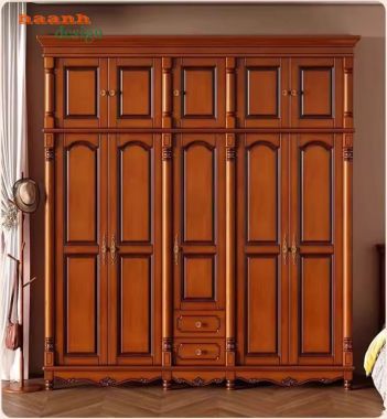 Mẫu tủ áo tân cổ điển gỗ sồi cao cấp chuẩn châu Âu-TAT 010