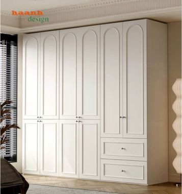 Tủ quần áo tân cổ điển trắng kem thiết kế mô-đun - TAT 011