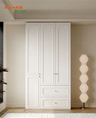 Tủ quần áo tân cổ điển trắng kem thiết kế mô-đun - TAT 011