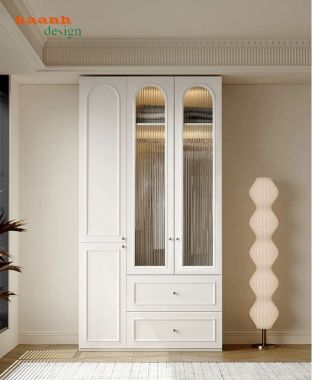 Tủ quần áo tân cổ điển trắng kem thiết kế mô-đun - TAT 011