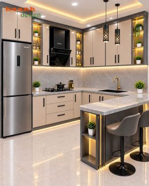 Tủ bếp gỗ công nghiệp hiện đại nhiều màu - TBC 006