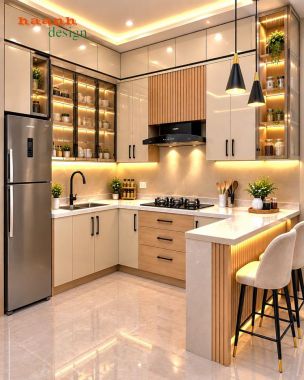Tủ bếp gỗ công nghiệp hiện đại nhiều màu - TBC 006