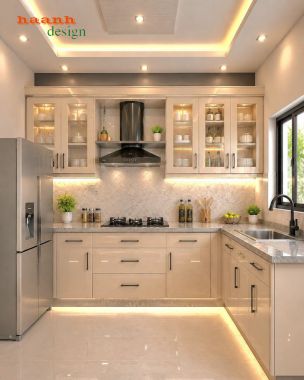 Tủ bếp gỗ công nghiệp hiện đại nhiều màu - TBC 006
