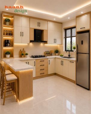 Tủ bếp gỗ công nghiệp hiện đại nhiều màu - TBC 006
