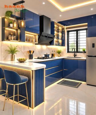 Tủ bếp gỗ công nghiệp hiện đại nhiều màu - TBC 006