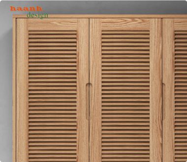 Tủ giày dép gỗ tự nhiên cánh nan hiện đại - TGH 014