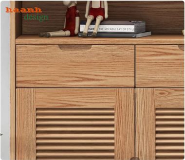 Tủ giày dép gỗ tự nhiên cánh nan hiện đại - TGH 014