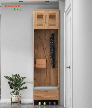 Tủ giày dép gỗ tự nhiên cánh nan hiện đại - TGH 014