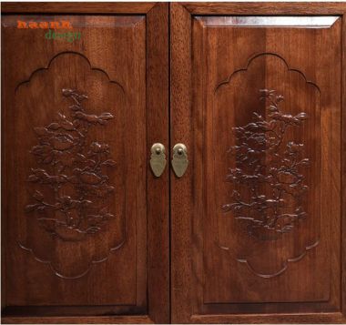 Tủ giầy dép gỗ tự nhiên giả cổ chạm hoa văn - TGG 007