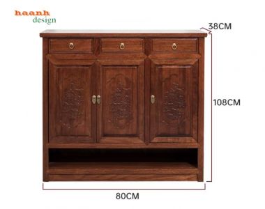Tủ giầy dép gỗ tự nhiên giả cổ chạm hoa văn - TGG 007