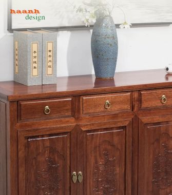 Tủ giầy dép gỗ tự nhiên giả cổ chạm hoa văn - TGG 007