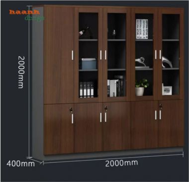 Tủ hồ sơ gỗ công nghiệp cánh kính nhiều kiểu dáng - THS 013