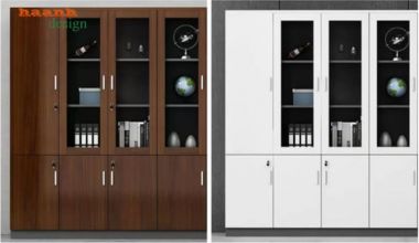 Tủ hồ sơ gỗ công nghiệp cánh kính nhiều kiểu dáng - THS 013