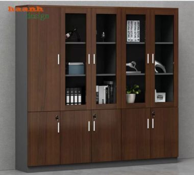 Tủ hồ sơ gỗ công nghiệp cánh kính nhiều kiểu dáng - THS 013