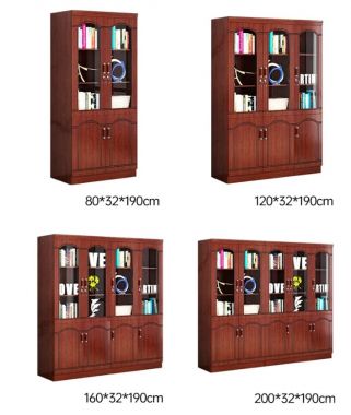 Tủ hồ sơ gỗ tự nhiên cánh kính nhiều kích thước - THT 005