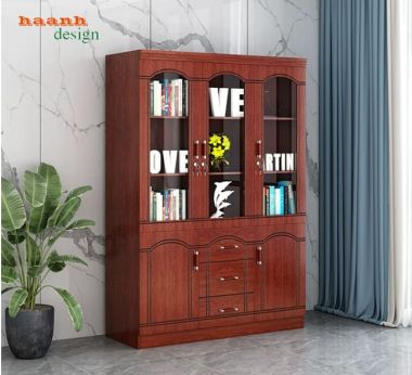 Tủ hồ sơ gỗ tự nhiên cánh kính nhiều kích thước - THT 005