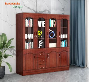 Tủ hồ sơ gỗ tự nhiên cánh kính nhiều kích thước - THT 005