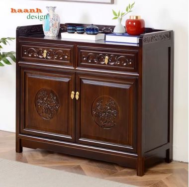 Mẫu Tủ Để Đồ Nhà Bếp Cánh Chạm Cao Cấp Đẹp Đẳng Cấp-TCD 003