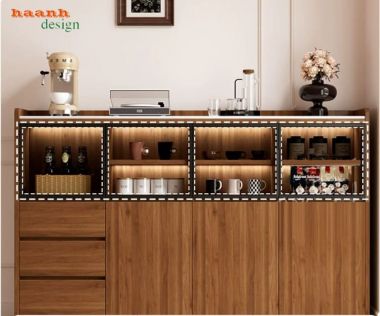 Tủ lưu trữ phòng ăn gỗ công nghiệp nhiều ngăn - TDN 005