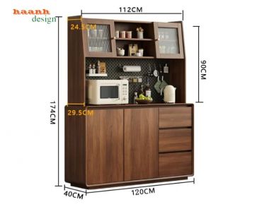 Tủ Đựng Đồ Phòng Bếp Veneer Óc Chó Cho Nhà Hiện Đại-TLT 012
