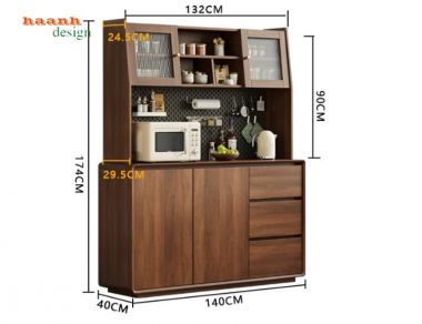 Tủ Đựng Đồ Phòng Bếp Veneer Óc Chó Cho Nhà Hiện Đại-TLT 012