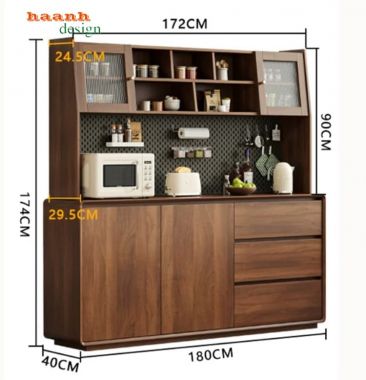 Tủ Đựng Đồ Phòng Bếp Veneer Óc Chó Cho Nhà Hiện Đại-TLT 012