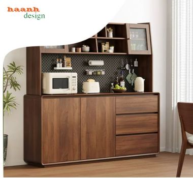 Tủ Đựng Đồ Phòng Bếp Veneer Óc Chó Cho Nhà Hiện Đại-TLT 012