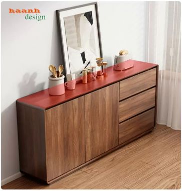 Tủ Đựng Đồ Phòng Bếp Veneer Óc Chó Cho Nhà Hiện Đại-TLT 012