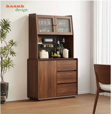 Tủ Đựng Đồ Phòng Bếp Veneer Óc Chó Cho Nhà Hiện Đại-TLT 012