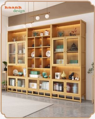 Tủ trang trí phòng khách mô-đun cánh kính - TPK 018