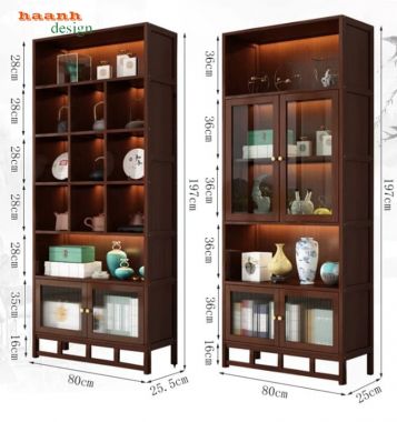 Tủ trang trí phòng khách mô-đun cánh kính - TPK 018