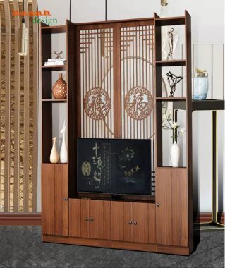 Tủ trang trí phòng khách gỗ công nghiệp kết hợp kệ TV - TPK 019