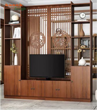 Tủ trang trí phòng khách gỗ công nghiệp kết hợp kệ TV - TPK 019