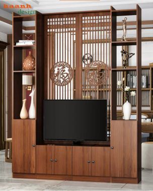 Tủ trang trí phòng khách gỗ công nghiệp kết hợp kệ TV - TPK 019