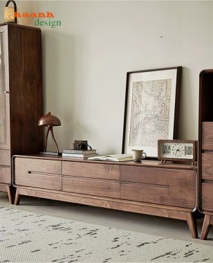 Mẫu Tủ Kệ Tivi Phòng Khách Gỗ Óc Chó Sang Trọng-TPK 017