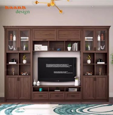 Mẫu tủ tường bằng gỗ phòng khách đẹp xu hướng mới-TPK 013