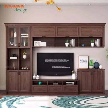 Mẫu tủ tường bằng gỗ phòng khách đẹp xu hướng mới-TPK 013