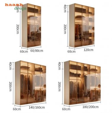 Tủ quần áo cánh kính màu trà nhiều khoang - TCK 010