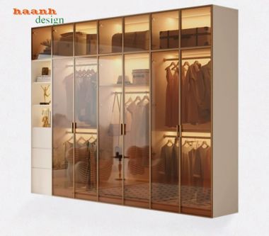 Tủ quần áo cánh kính màu trà nhiều khoang - TCK 010