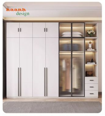 Tủ quần áo gỗ cánh kính – Xu hướng nội thất 2026-TCK 009