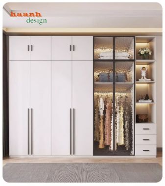 Tủ quần áo gỗ cánh kính – Xu hướng nội thất 2026-TCK 009