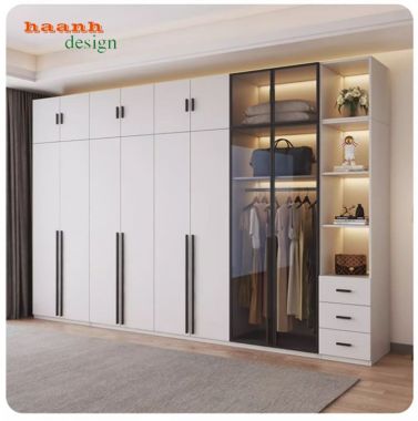 Tủ quần áo gỗ cánh kính – Xu hướng nội thất 2026-TCK 009