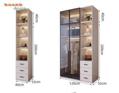 Tủ quần áo gỗ cánh kính – Xu hướng nội thất 2026-TCK 009